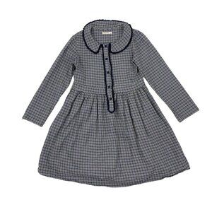 Solocote Girls Dress 11 12Y Blue Long Sleeve Boho Ruffle Button School